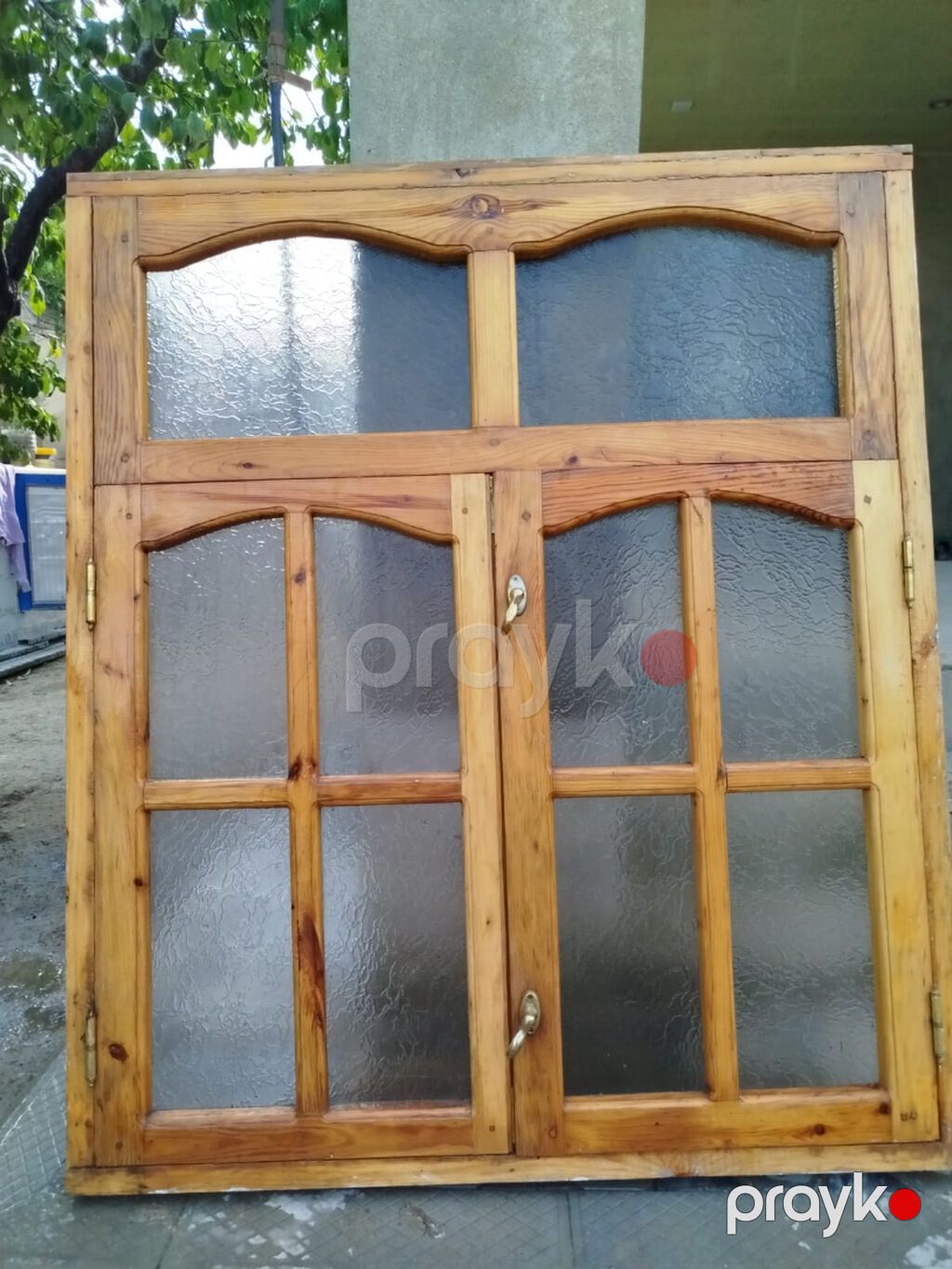 Taxta pəncərə 120x140 şüşələri buzludu 2 ədədir — Pəncərələr, qapılar, balkonlar, Bakı (4)