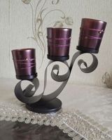Üçlü şamlıq – dekorativ metal stand və şüşə şam kasaları. Hec vaxt — elsevar77