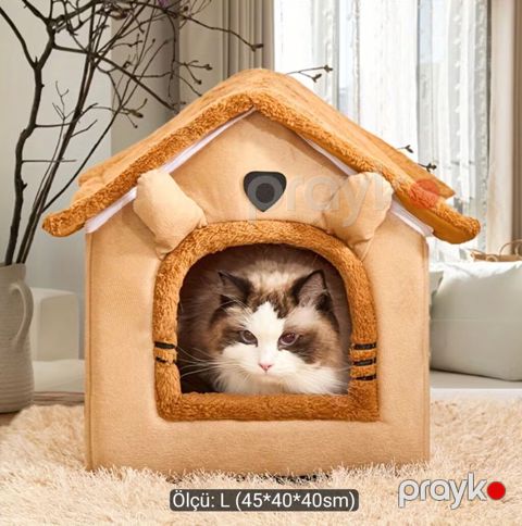 İsti və rahat pişik evi – qapalı “evcik” dizaynı - Material: yumşaq — Masazır