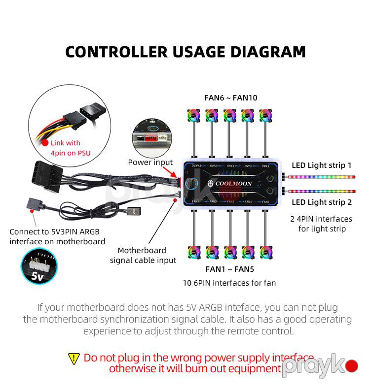 RGB Kuler "Coolmoon Cooltry" (Programable Cooler, Fan Controller) — Kompüterlər və noutbuklar, Bakı (4)