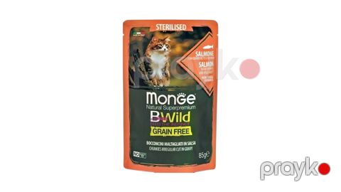 Nəm yem Monge Bwild Cat Pouch Sterilised with Salmon and Shrimps 85 q — Bakı