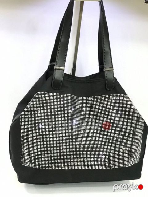 Çiyin çantası qadınlar üçün, qara, parça, 38 sm — Bakı