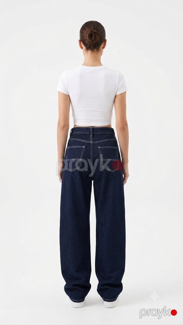 Baggy cins qadınlar üçün E19225, tünd göy, poliester, ölçü 25 — Mallar, Bakı (2)