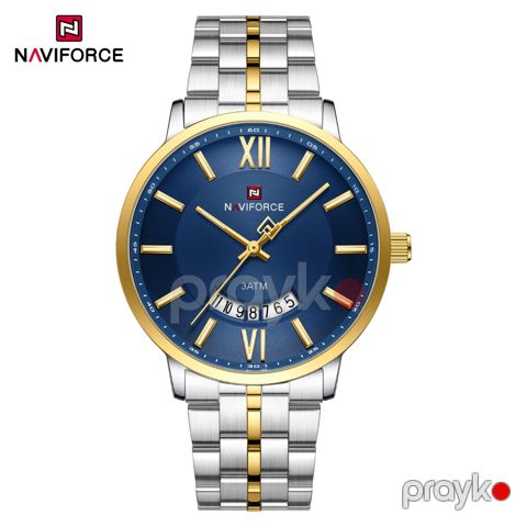 Kişilər üçün qol saatı Naviforce AA9238G, qızılı-gümüşü — Bakı