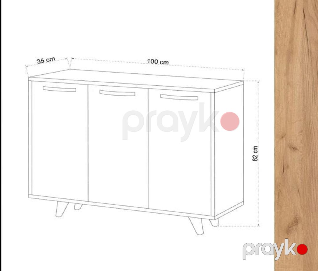 Komod 13900471, LDSP/laminat, ağ/qəhvəyi, 82x100x35 sm — Mallar, Bakı (3)