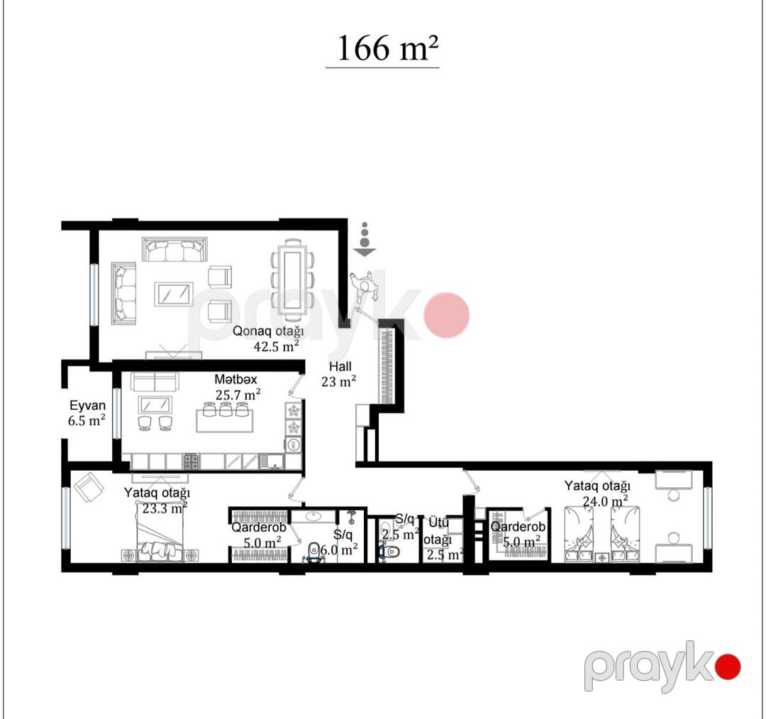 Satılır 3 otaqlı yeni tikili 166 m² — Mənzil, Bakı (2)