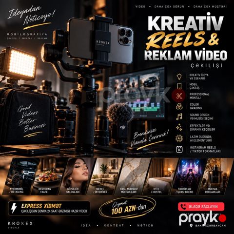 Kreativ Reels & reklam video çəkilişi — Bakı