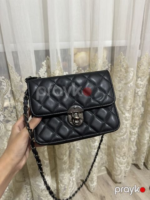 Qara quilted (romb naxışlı) çiyin çantası - Material: dəriyə bənzər — Digah