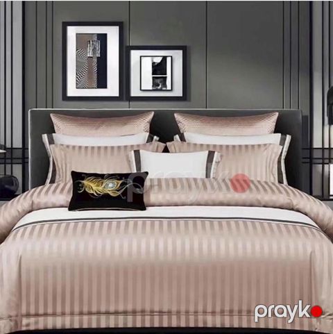 Yataq dəsti TCS_1066, yorğan üzü 200x230 sm, mələfə 230x250 sm, yastıq üzü 50x70 sm, avro, satin, bej — Bakı