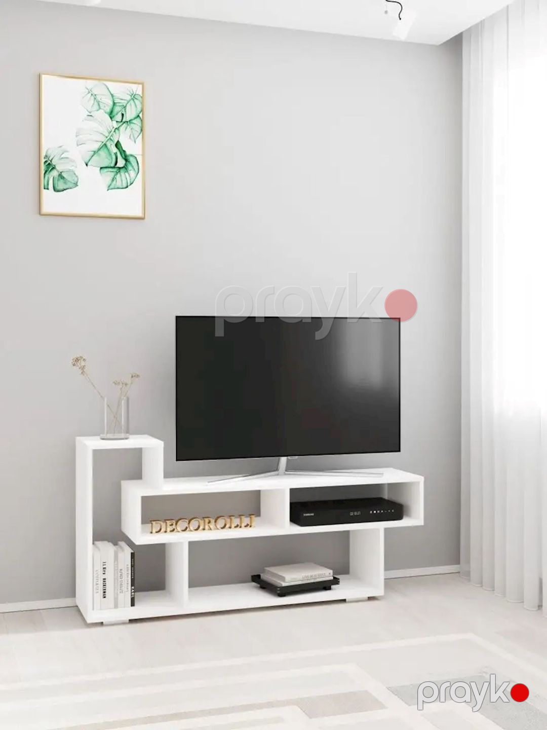 TV üçün tumba 3563_LETNEWTumObrlWh, Ldsp, ağ, 62x28x126.7 sm — Mallar, Bakı (3)