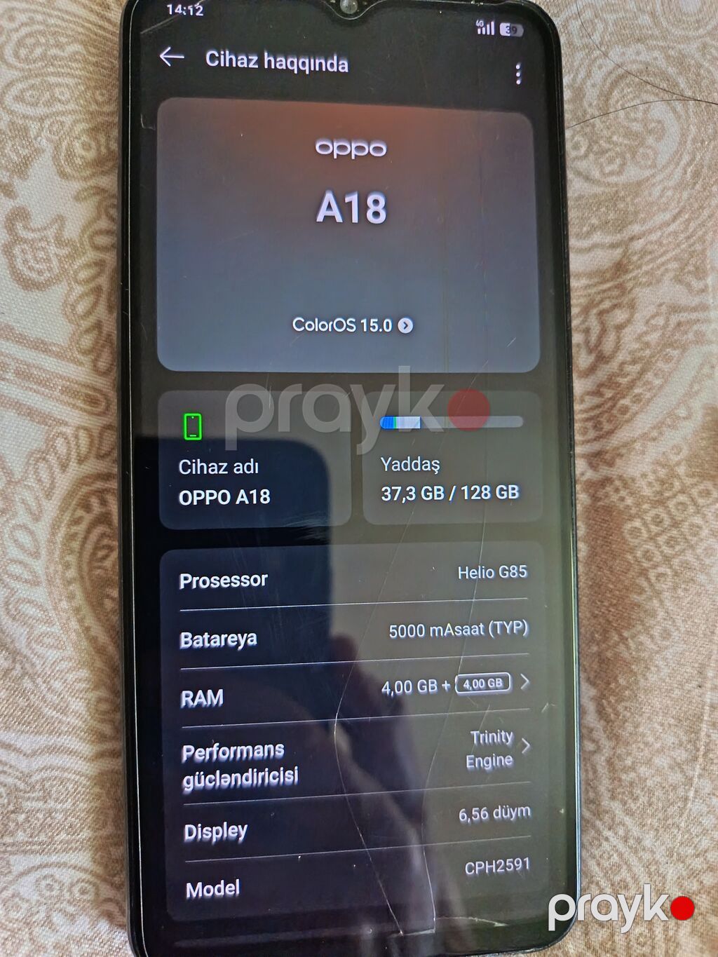 Oppo A18, 128 GB, rəng - Qara, Barmaq izi — OPPO, Şirvan (2)