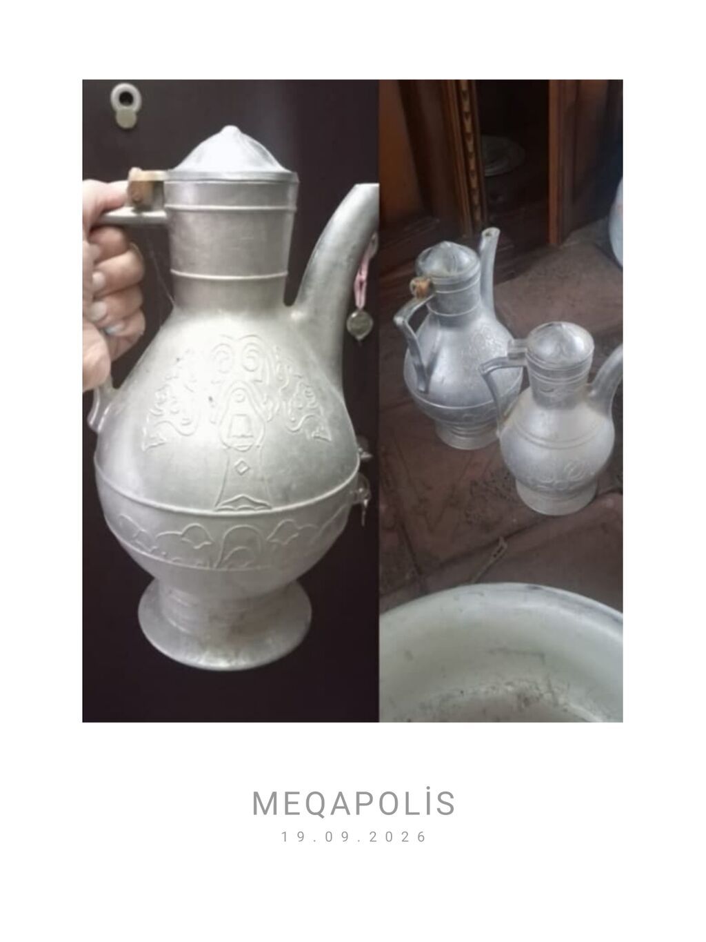 Çay dəsti, rəng - Gümüşü, Metal — Süfrə qabı, Bakı