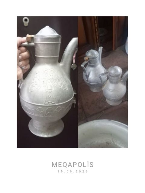 Çay dəsti, rəng - Gümüşü, Metal — Столовая посуда