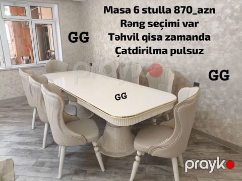 Yemək otağı üçün dəst – masa + 6 stul - Qiymət: 870 AZN - Rəng seçimi — Bakı