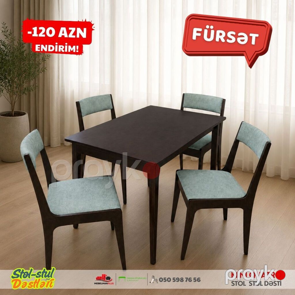 Mini Quatro stol stul dəsti super Endirimlə Mini Quatro 4 oturacaqlı — Masalar və stullar, Bakı (2)