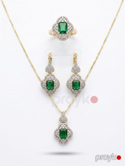 Bijuteriya dəsti Xuping Jewelry Kulonlu zəncir və sırğa və üzük Bijuteriya ərintisi Qadın üçün Qızılı 2026-81045 — Bakı
