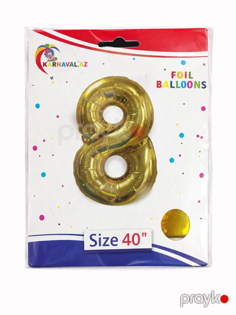 Folqa şar Karnaval Gold-008-0008, nömrə 8, qızılı, 100 sm — Bakı