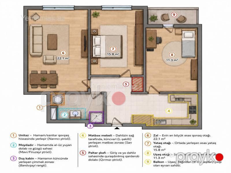 Satılır 3 otaqlı Bina evi menzil (Yeni tikili), 73 m², Sabunçu rayonu — Mənzil, Bakı (7)