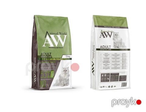Quru yem Animal World yetkin pişiklər üçün quzu əti və düyü ilə, 15 kg — Bakı
