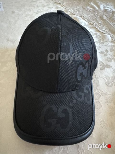 Guccı qara beyzbol papağı - Model: GG monoqram naxışlı qara papaq — Bakı