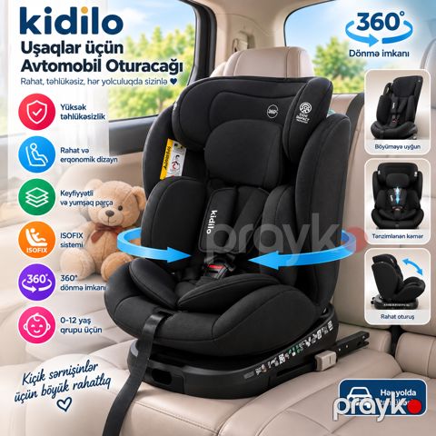 Avtomobil kreslosu Kidilo NVM1, 0+, qara — Bakı