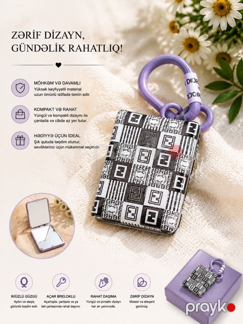 Cib güzgüsü BW-001, 80x80 mm — Bakı
