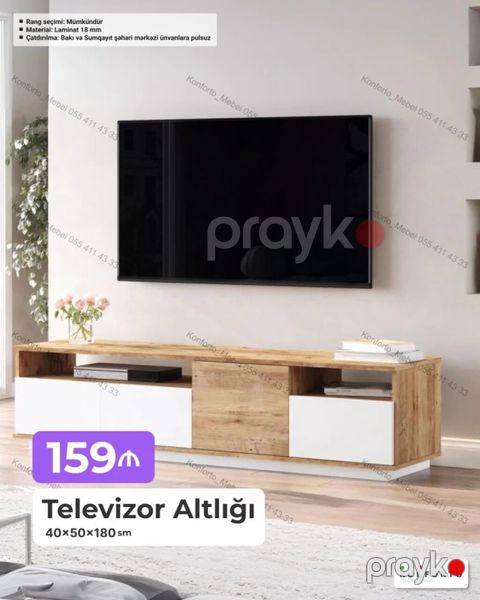Televizor altlığı – 40×50×180 sm - Material: 18 mm laminat - Rəng — Bakı