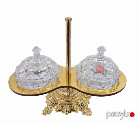 Mürəbbə qabı dəsti 2788418, şəffaf/qızılı, şüşə, 300 ml, 2 əd — Bakı