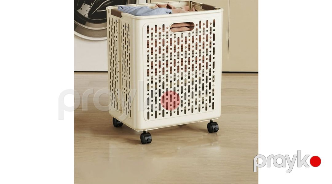 Çamaşır üçün səbət OHM416-8, 38.5×28.5×46 sm, plastik, bej — Mallar, Bakı (2)
