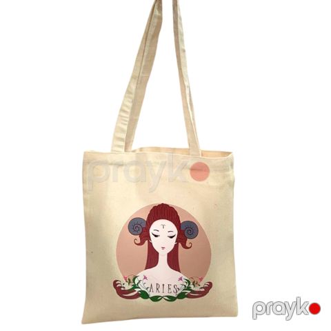 Qadın çantası PA-1010924 bürclər printi ilə Qoç, polyester/neylon, süd rəngi — Bakı