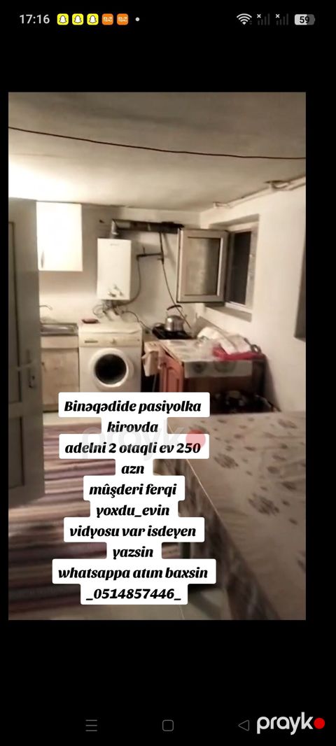 40 kv. m, 2 otaqlı, İşıq, İnternet, Telefon — Bakı