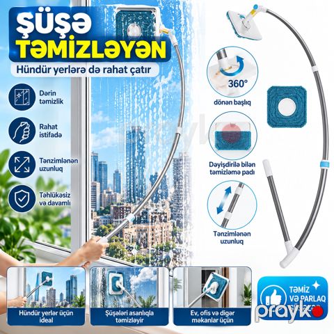 Fırça 12662, şüşə təmizləyən, abs plastik, yığılan qulp tipi — Bakı