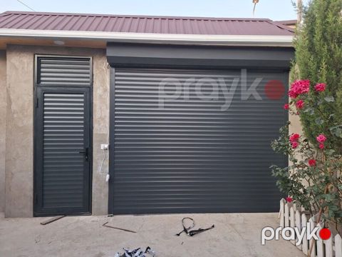 Yeni Dəmir Qaraj darvazası, Jalüz, Avtomatik, rəng - Boz, Qapı ilə, Kredit yoxdur, Pulsuz quraşdırma, Pulsuz çatdırılma, Rayonlara çatdırılma — Bakı