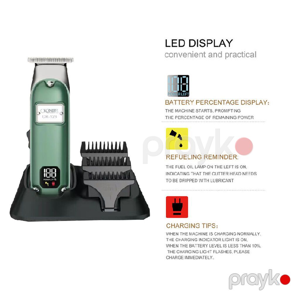 Profissional Trimmer Cronier 123 - 7000RPM / 1400mAh / 180 Dəqiqə — Saç kəsmə maşınları, Bakı (3)