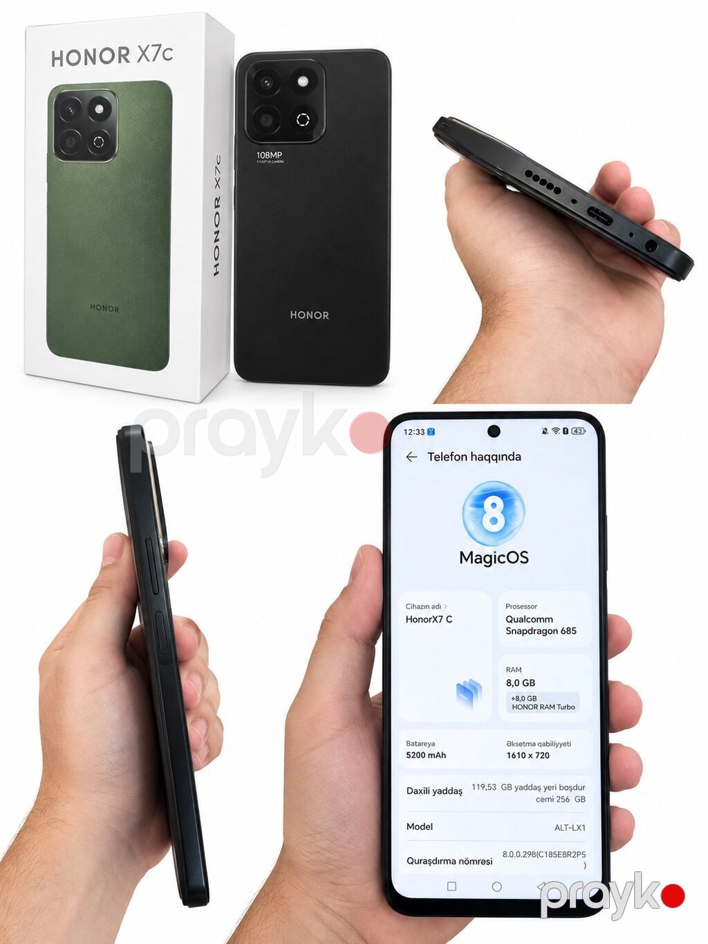 Honor X7c, 256 GB, rəng - Qara, Barmaq izi, Face ID — Honor, Xırdalan (2)