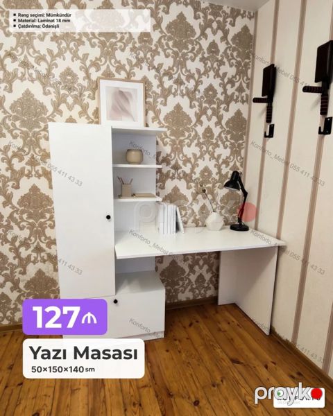 Düz masa, Stulsuz, Polkalı, Siyirməsiz, Sadə laminat — Bakı