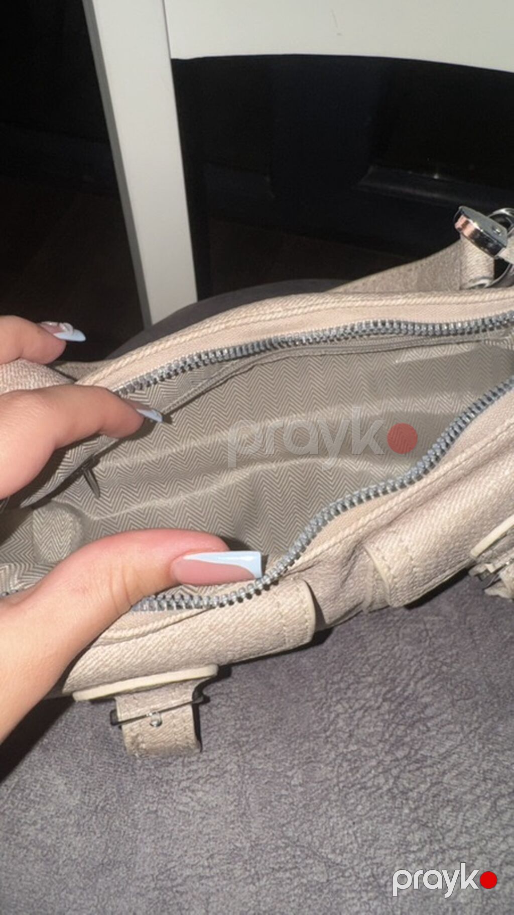 Bej rəngli çiyin/mini baget çanta - Material: toxuma (kətan effekti) — Çantalar, çamadanlar, cüzdanlar, Bakı (2)