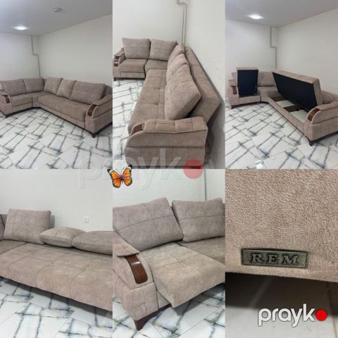 Künc divan – REM brendi - Ölçü: 3 m x 2 m - Rəng: bej/şampan tonunda — Bakı