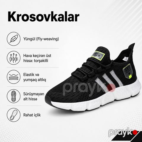 Kişilər üçün krosovkalar EB_1404, qara/ağ, torşəkilli, ölçü 43 — Bakı