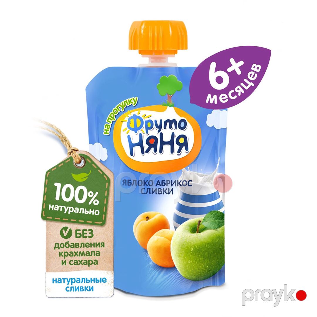 Püre ФрутоНяня Alma, ərik + qaymaq, 90 q, 6 aydan — Mallar, Bakı (2)