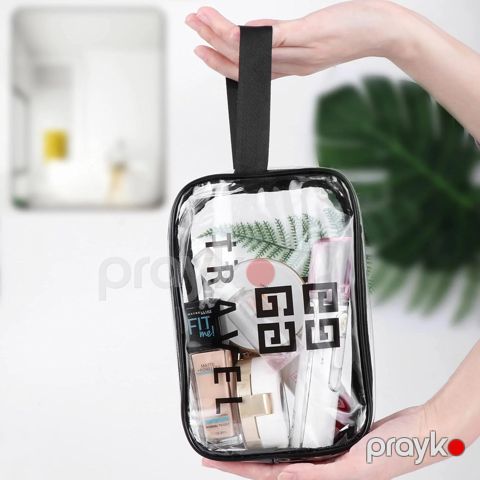 Kosmetik çanta, şəffaf/qara, 12x18 sm — Bakı
