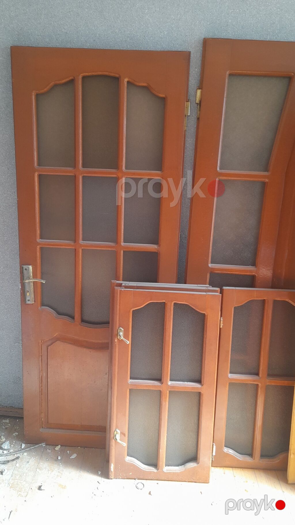 Taxta şüşəli qapılar və arakəsmə pəncərə dəsti - Material: ağac — Pəncərələr, qapılar, balkonlar, Xırdalan (3)