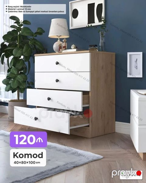 Komod – müasir dizaynlı, funksional saxlama mebeli - Ölçü: 40 80 — Bakı