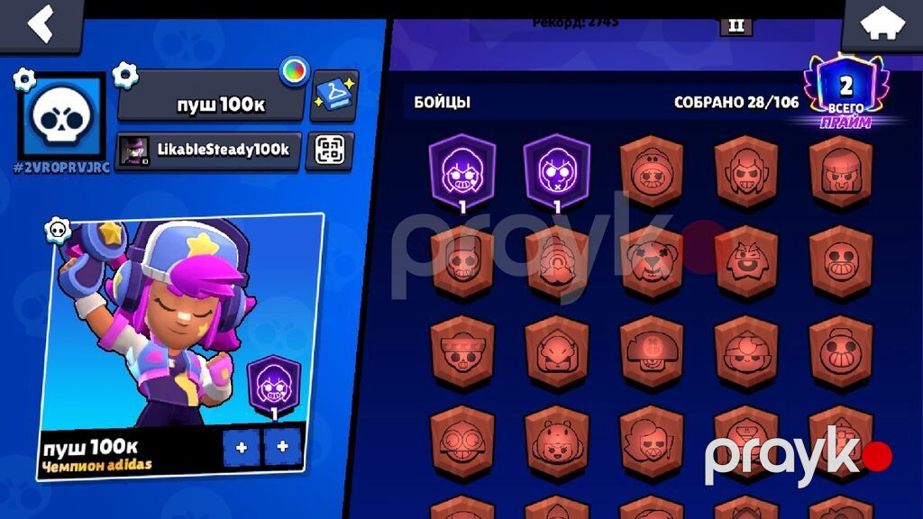Brawl Stars hesabı – “пуш 100к” - Oyundaxili ad: пуш 100к - Klub — Digər, Digah (2)