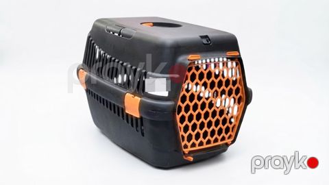 Daşıma çantası itlər və pişiklər üçün 2738512, plastik/metal, qara/narıncı — Bakı