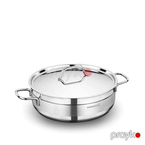 Qazan Korkmaz Alfa A1027, 28x9 sm, 5.5 l, paslanmayan polad, paslanmayan polad qapağı ilə, gümüşü - SH_0017 — Bakı
