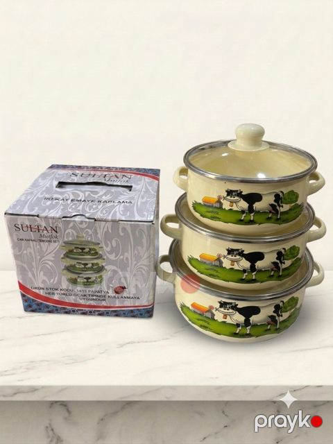 Qazan dəsti Sultan, 1000 ml/1500 ml/2000 ml, çuqun, 16 sm/18 sm/20 sm — Bakı