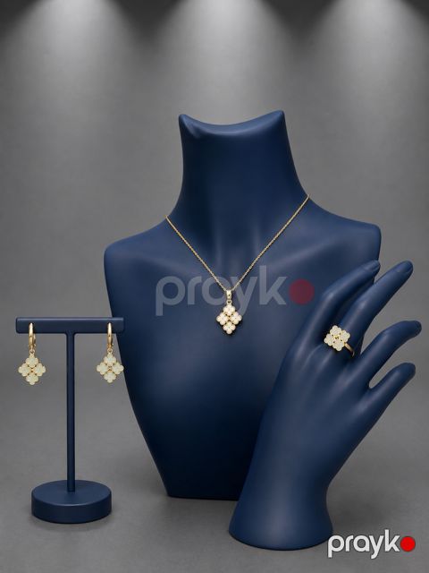 Bijuteriya dəsti EVR67, boyunbağı + sırğa + üzük, paslanmayan polad — Bakı