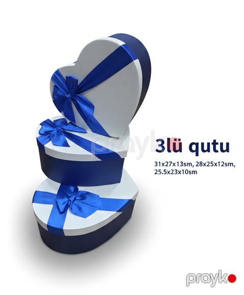 Hədiyyəli qutu dəsti 72566101, karton, göy, 3 əd, 31x27x13/28x25x12/25.5х23х10 sm — Bakı