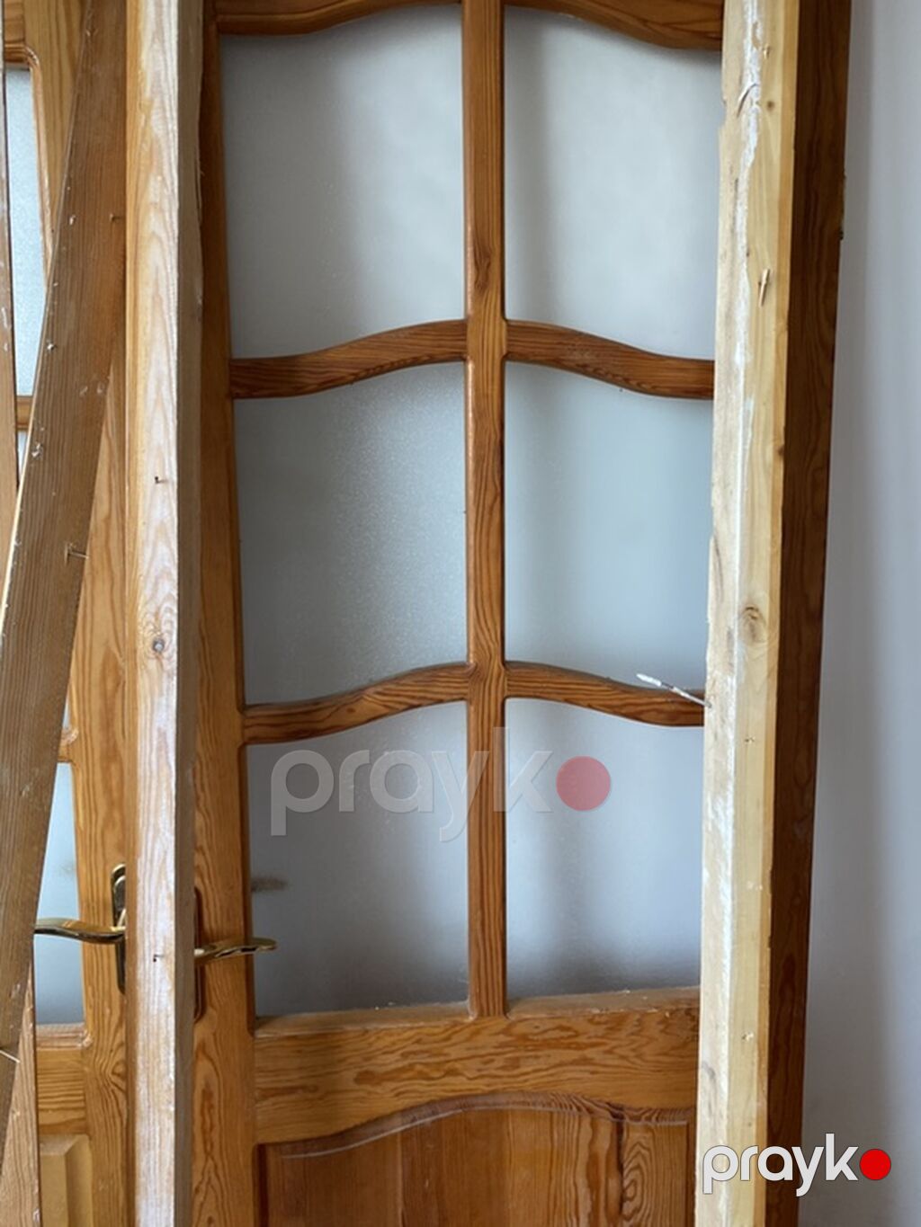 Ağ şüşəli taxta otaq qapıları - Material: təbii ağac (şam tonunda) — Pəncərələr, qapılar, balkonlar, Bakı (2)